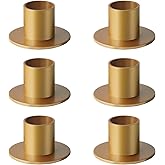kehail Metal Taper Candle Holders Set - 2"×1" Elegant Candlestick Centerpieces for Table Decor, Wedding, Anniversary, Dinner Party (6, Gold)