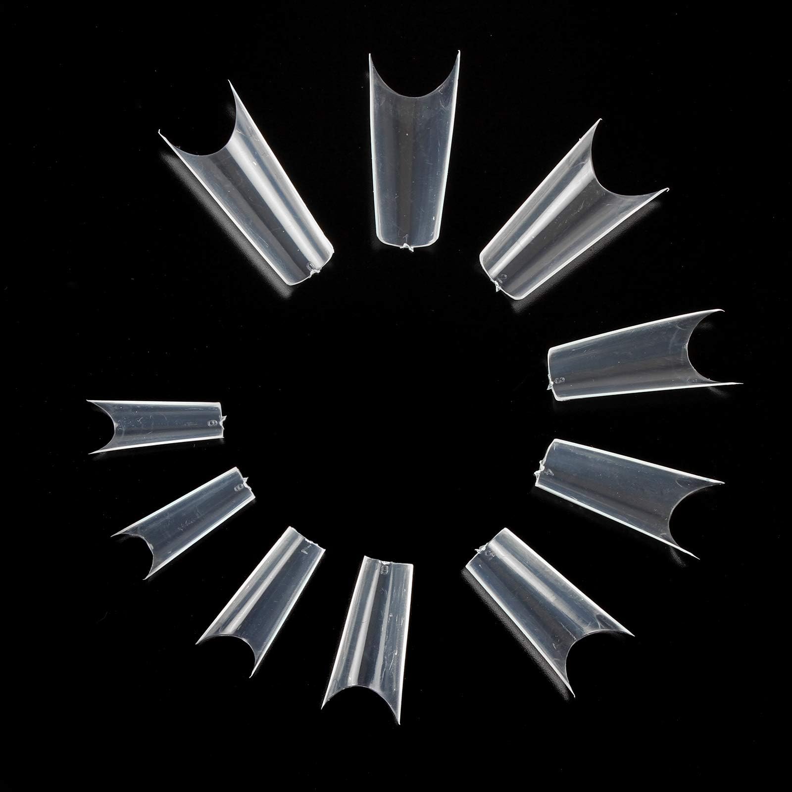 500Pcs Baisidai Natural/Clear Color French False Nails Tips C Curve Shape Acrylic UV LED Gels False Tips 10 Sizes (Clear)