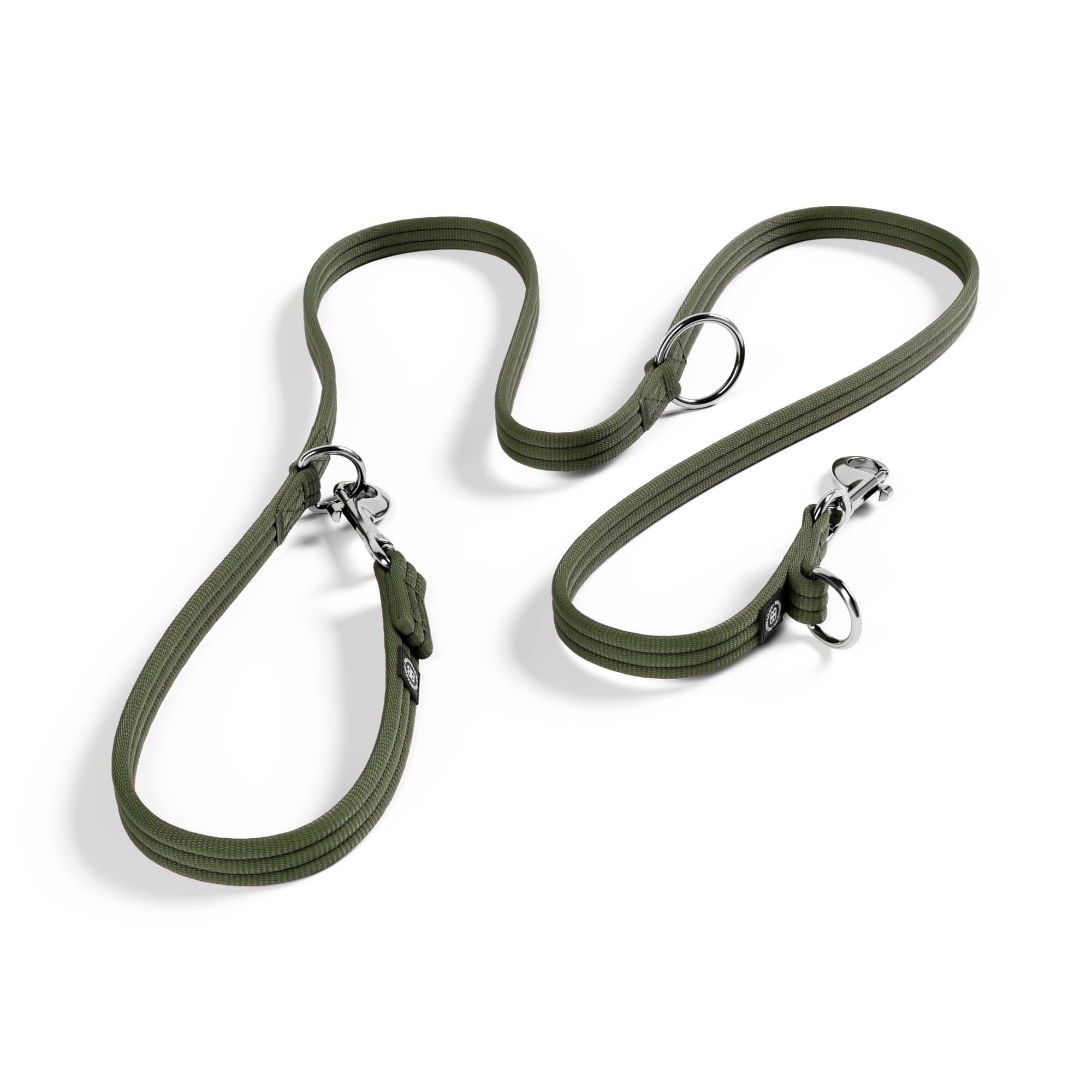 BullyBillows Double Ended Dog Lead | Multi-Functional Lead | Medium or Long Length for Obedience Work or Distance Training | Khaki