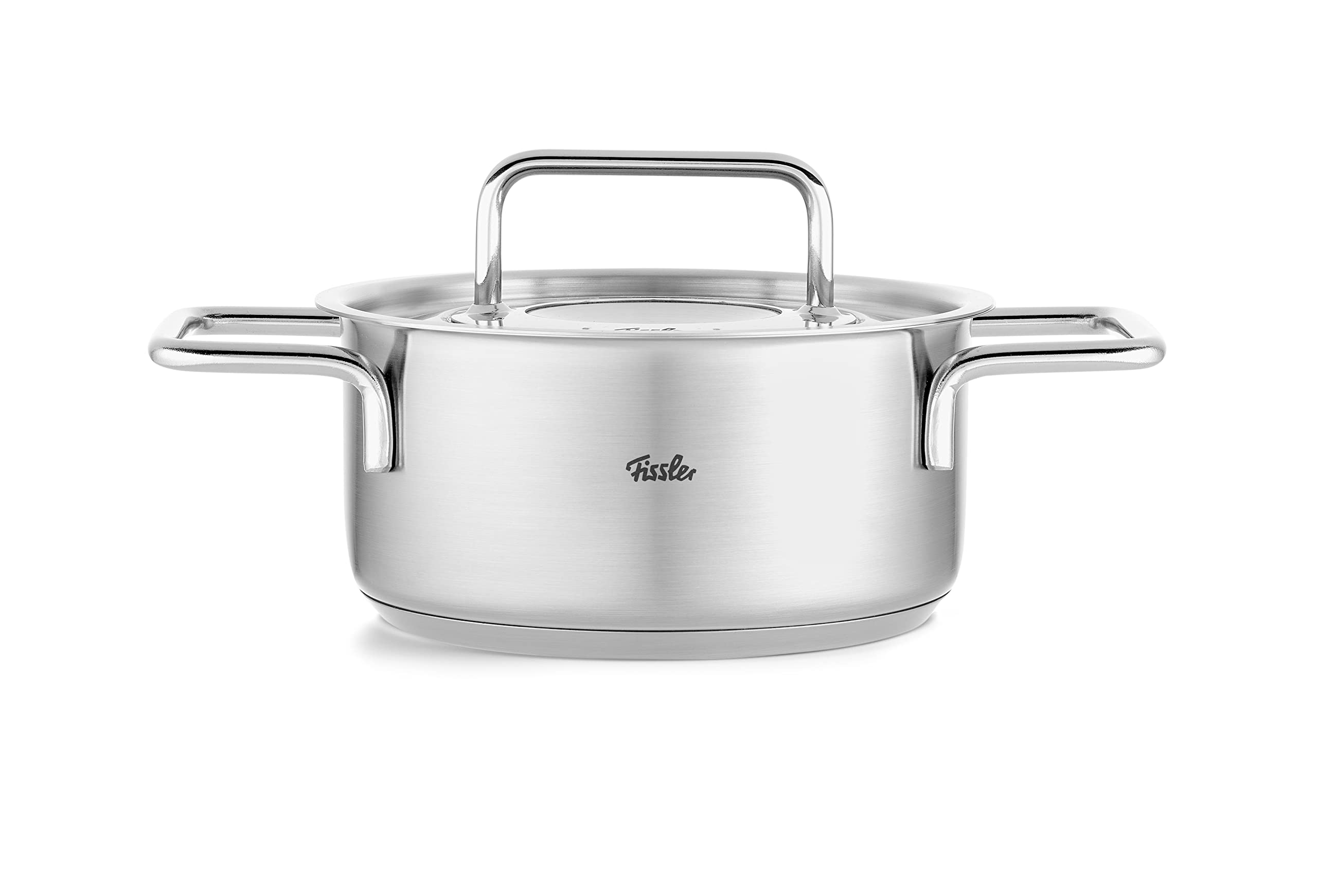 Fissler Pure Collection/Edelstahl-Kochtopfset, 6-teilig, Töpfe mit Metall-Deckel (3 Kochtöpfe,1 Bratentopf 1 Stielkasserolle 1 Edelstahlpflege) - Induktion, Silber 3