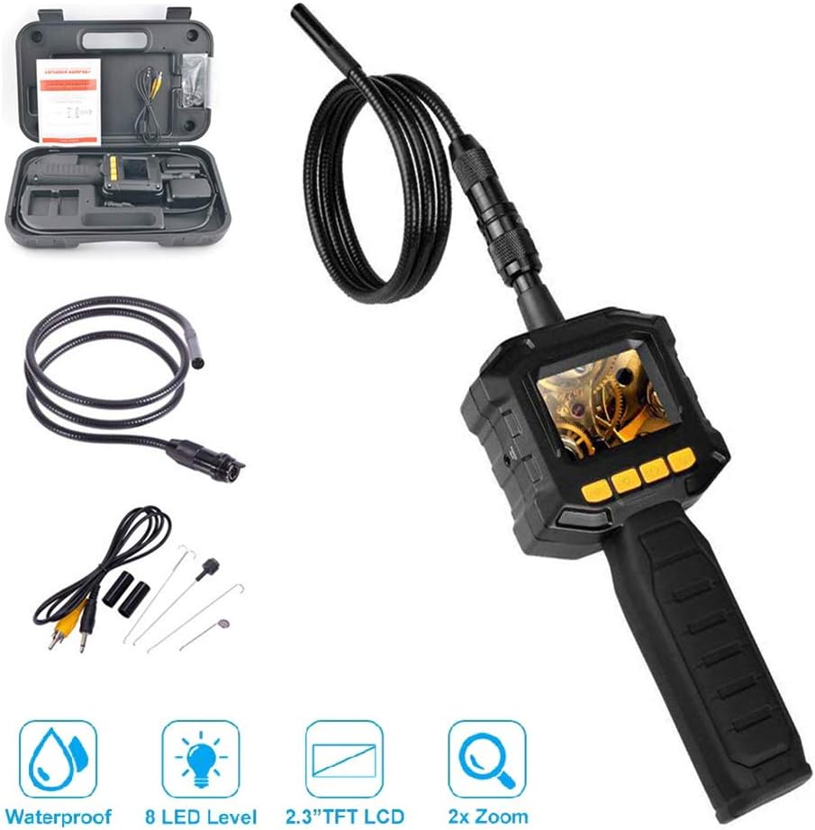Traioy 8.0Mm Industrial Digital Endoscope Waterproof Borescope Inspection Camera Portable Videoscope Car Engines Ventilation System,Black