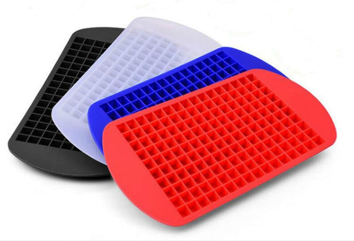 OneCloud 160 Grids Mini Tiny Silicone Ice Cube Trays-Flexible Stackable Mini Cocktail Whiskey Ice Cube Mold Storage Containers for Kitchen Bar Party Drinks with Variety Colors(COLOR RAMDOMLY) (4 PCS)