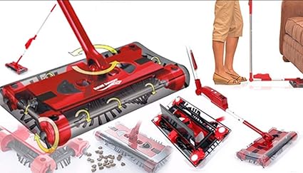 Qualimate Rotating Cordless with Swivel Joint Sweeper Robot Vacuum Cleaner Electric Broom and Trash Bin