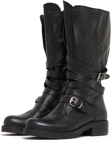 DONNA SCARPE STIVALI donna anfibi biker alti tacco basso doppia fibbia moto  37 EUR 34,90 - PicClick IT