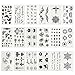[18 Sheets] Small Black Removable Waterproof Temporary Tattoos Body Art Sticker Sheet Paper for Kids Men Women Adults Girls (Spider Scorpio Cross Crown Letters Gun Stars Quotes Queen Sword Paw Print)