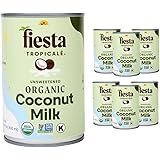 Organic Coconut Milk Unsweetened Full-Fat, 13.5 oz. Cans (Count of 6) by Fiesta Tropicale