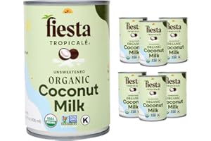 Fiesta Tropicalé Unsweetened Organic Coconut Milk - Full Fat, Gluten Free, Dairy Free Milk - Plant Based Milk for Mother's Day Cooking, Baking, Cake, Cookies, Vegan Curry, Ice Cream - 13.5 Oz, 6 Pk