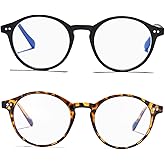 HJSTES Vintage Blue Light Glasses for Women Men Round Bluelight Blocking Glasses Thick TR90 Frame Eyeglasses