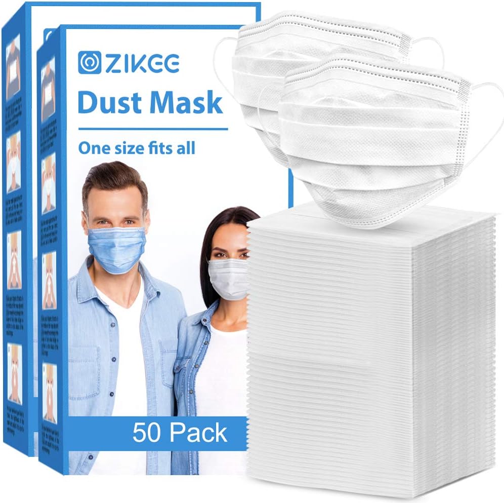ZIKEE Disposable Respirators (100pcs) with 4D Stereo Structure and 3 Ply Protection