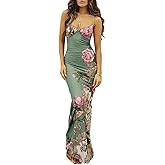 ABINGOO Women Vintage Spaghetti Strap Maxi Dress Sexy Low Cut Backless Floral Satin Slip Long Dress Y2k Cami Bodycon Dresses