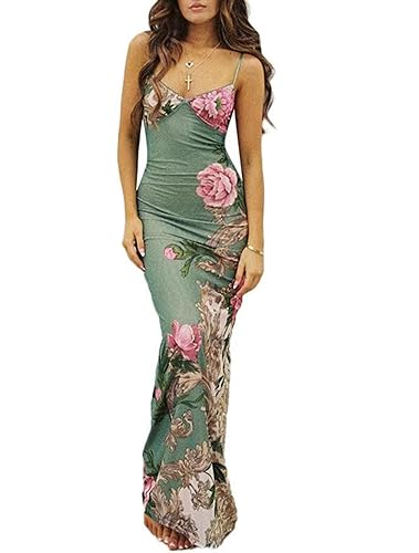 ABINGOO Women Vintage Spaghetti Strap Maxi Dress Sexy Low Cut Backless  Floral Satin Slip Long Dress Y2k Cami Bodycon Dresses 8-Green Floral S in  Kenya | Whizz Formal