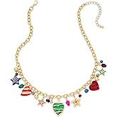 WOWORAMA Christmas Necklace for Women Colorful Christmas Light Necklace Long Christmas Tree Pendant Necklace Cute Christmas Reindeer Necklace Jewelry Xmas Party Favors