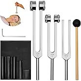 Tuning Forks for Healing Instrument (128Hz, 256Hz, 512Hz) - Tuning Fork Set with Reflex Hammer, Sound Healing Instruments for Essential Yoga/Chakra/Sound Therapy/Meditation Beginner