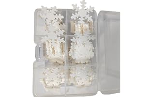 Homankit 50Pcs Edible Cupcake Toppers Snowflakes for Cake Decorating Christmas Winter Frozen Birthday Party Decoration White