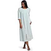 Miss Elaine Women's Long Seersucker Robe, Front Zipper, 3/4 Sleeves, Two Insert Pockets, Sleepwear and Loungewear