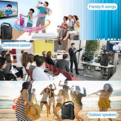 WinBridge K10 PA System, Battery Powered, with 80W Power 12V/5000mAh, Bluetooth Wireless Microphones, Remote Control, Support FM/USB/AUX/Echo/Bass/Treble/Instrument Guitar Amplifier Input - Thumbnail 7