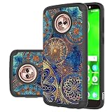 Moto G6 Case, LEEGU [Shock Absorption] Dual Layer Heavy Duty Protective Silicone Plastic Cover Rugged Case for Motorola Moto G 6th Generation - Gear Wheel