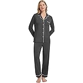 WiWi Viscose from Bamboo Women's Pajamas Set Super Soft Button Down Top and Pants Sleepwear Cooling Pjs S-3X