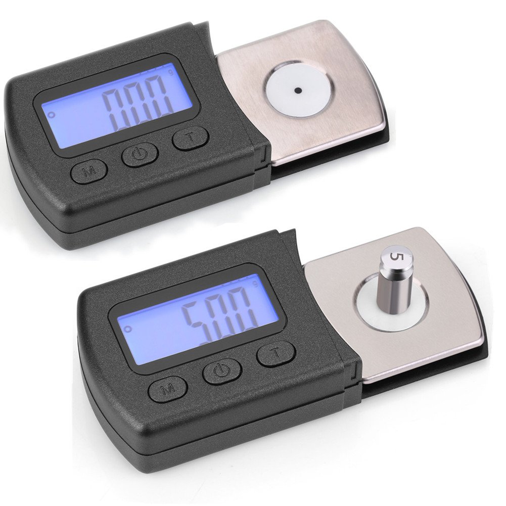 Digital Turntable Stylus Force Scale Gauge, LCD Digital Cartridge Stylus Tracking Force Gauge Scale 0.01g with 5g Calibration Weight