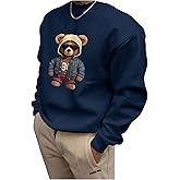 SHENHE Men's Sweatshirts Crewneck Long Sleeve Bear Graphic Sweatshirt Fall Pullover Top