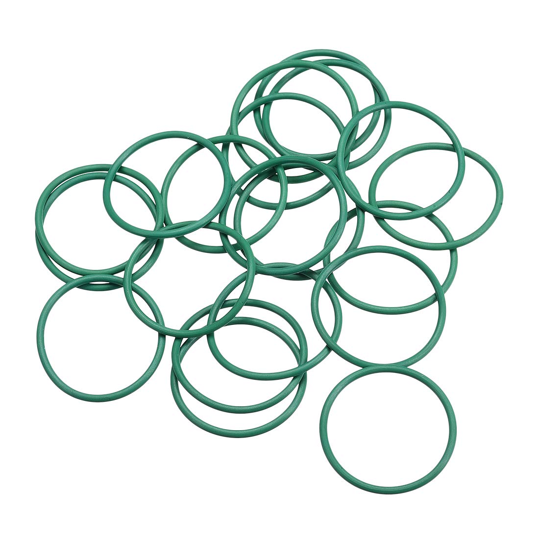 sourcingmap Fluorine Rubber O-Rings, 25mm OD 22mm ID 1.5mm Width FKM Seal Gasket for Machinery Plumbing, Green, Pack of 20