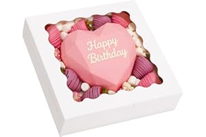 Moretoes 70pcs White Pie Boxes, 10x10x2.5 Bakery Boxes with Window, Cookie Boxes for Pies, Treat Boxes Dessert Boxes for Past