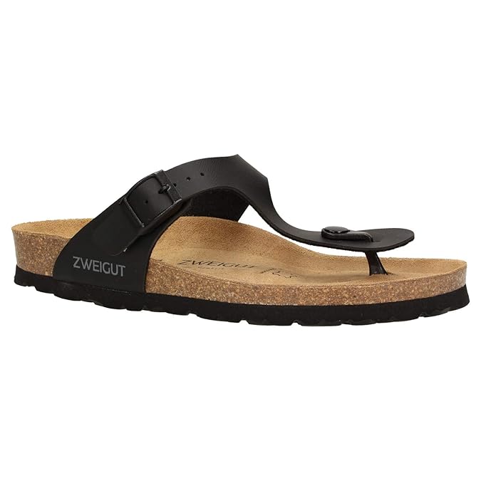 Zweigut® -Hamburg- luftig #555 Damen Zehentrenner Sandalen Schuhe Sommer mit Soft Leder-Komfort-Fußbett, Schuhgröße:41, Farbe