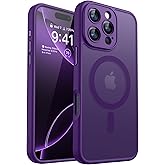 CANSHN Magnetic Compatible with iPhone 16 Pro Max Case, Upgraded [Full Camera Protection] [Compatible with Magsafe] [Translucent Matte] Shockproof Protective Phone Case Cover 6.9 Inch - Deep Purple