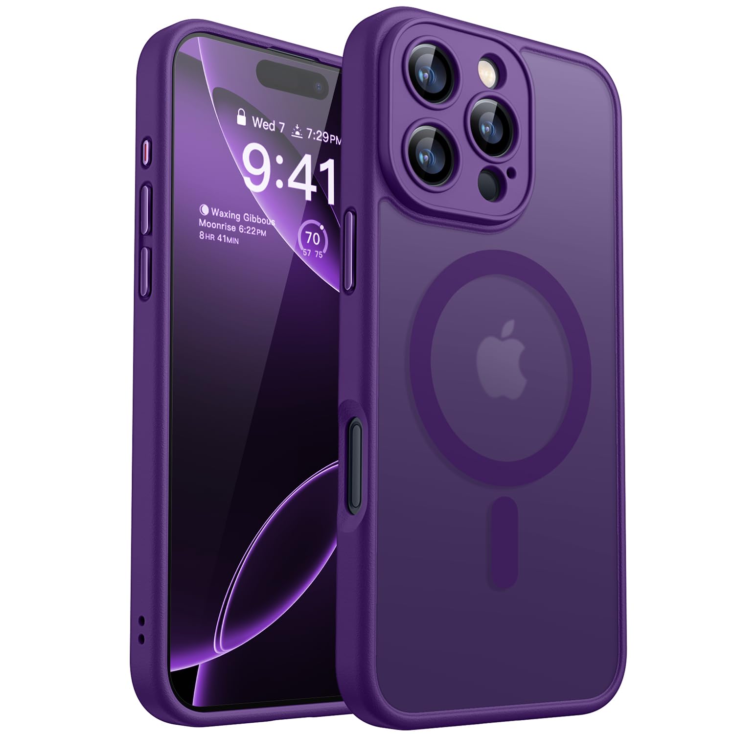 CANSHN Magnetic for iPhone 16 Pro Max Case, Upgraded [Full Camera Protection] [Compatible with Magsafe] [Translucent Matte] Shockproof Protective Phone Case for iPhone 16 Pro Max 6.9" - Deep Purple
