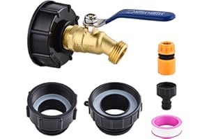 CEAESO 275-330 Gallon IBC Tote Tank Adapter,3-Size IBC Tote Hose Adapter, 2.44" Fine, 2 "Fine, and 2" Coarse Thread,3/4" Male NPT Inlet ×3/4" Male GHT Lead-Free Brass Hose Faucet Garden Hose Connector