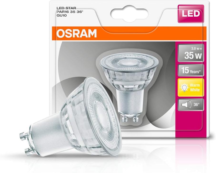 OSRAM LED Star PAR16 / LED Reflector lamp, PAR16, for line Voltage Operation with pin Base: GU10, 2.60 W, 220…240 V