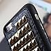 RAYTOP Metal Gold Studded Leather + Silicone Back Cases Covers for Apple iPhone 6 / 6s Plus 5.5 Inches Black Soft Metallic Rock Roll Cool Punk Girls Men High Fashion