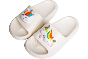 Knemksplanet Toddler Boys Girls Slippers Bunny Unicorn Pillow Sandals Summer Quick Dry Bathroom Slides Beach Water Non-Slip Kids Shower Shoes
