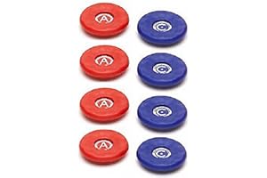 AMERICAN PACKING & GASKET Replacement American Large Table Shuffleboard Puck Weight Top Caps- Set of 8 caps - Red/Blue - Caps/Tops Only