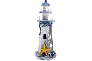 Chaomian Home Ornaments Starfish Wooden Lighthouse 10.6" High Nautical Themed Rooms Lighthouse