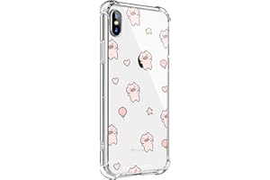 MAYCARI for iPhone X/XS Case Balloon Pig Love Star, Cute Pattern Animal Design Clear TPU Phone Cases Soft Flexiable Slim Prot