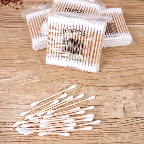 MUZUO (1000 Count) Wooden Stick Cotton Swabs - Double Tipped With Finest Quality Cotton Heads That Do Not Unravel - Sturdy Handle - Multipurpose, Safe, Highly Absorbent & Hygienic