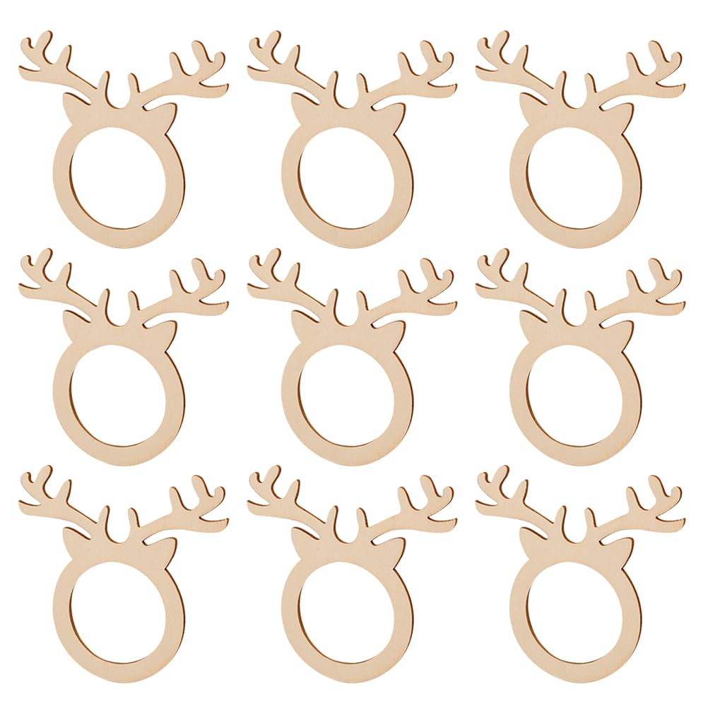 Toddmomy 30 Pcs Wooden Christmas Antler Napkin Rings Rustic Table Decor Napkin Holders for Holiday Dining Party Decoration