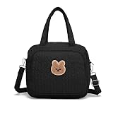 Small Diaper Bag Tote, Crossbody Diaper Bag Mini Purse with 8 Pockets, Travel Baby Bag for boys & Girls, 2 Insulated Pockets, Black