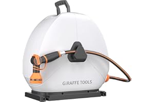 Giraffe Tools Heavy Duty Retractable Hose Reel, 5/8" x 92FT Automatic Rewind Garden Hose Reel with 360° Swivel Base, Ground Mounted for Lawn, Patio, Concrete Floor & Yard Watering