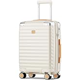 Joyway 20 Inch Carry On Luggage Airline Approved, PP Hardside Carry On Suitcase with Spinner Wheels and TSA Lock, Lightweight Luggage with Anti-Collision Corner (White, 20 Inch)