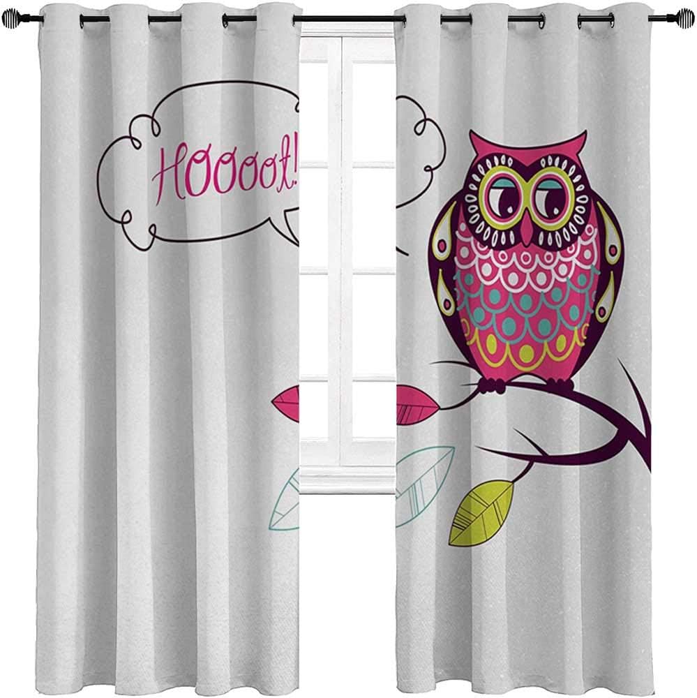 Amazon Com Window Curtain Panel Owl Privacy Window Treatment Curtains Panels Drapes Ornate Colorful Owl On The Branch Observing Flat Face Myst Animal Artsy Image 2 Grommet Top Curtain Panels 27 W X 45 L Home Kitchen