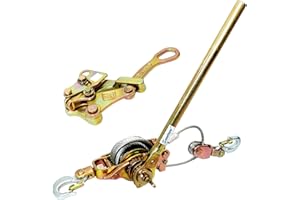 SENOTOYAR Zipline Tensioning Kit, Come Along Winch 6600lbs with Cable Grip Steel Wire Puller Tools& 2 Hooks, Portable Steel Cable Puller for 3/16" to 1/2" Cable, Cable Winch Puller