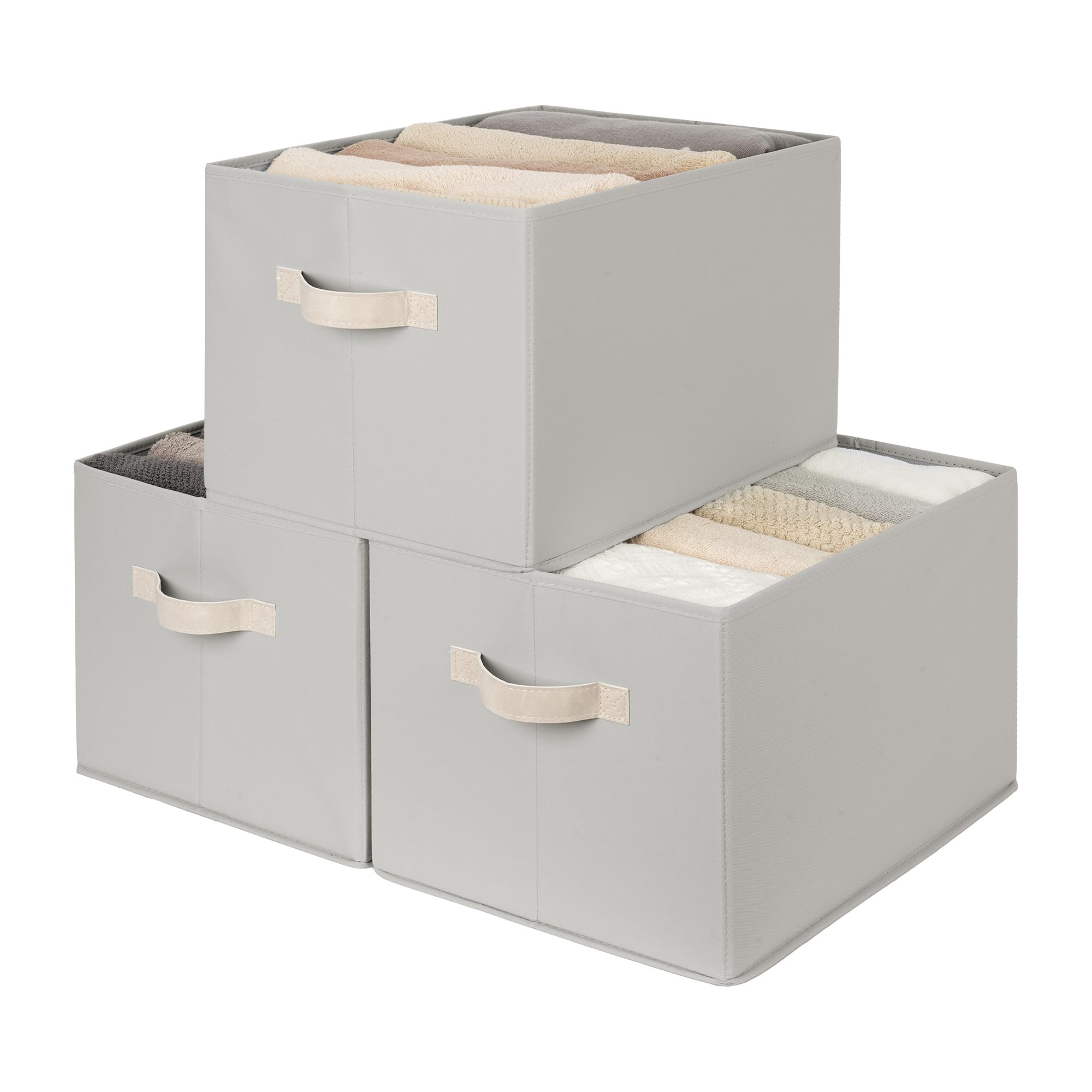 StorageWorks Storage Baskets for Shelves, Fabric Storage Bins, Closet Organization and Storage Baskets, Organizer Bins for Clothes, Light Gray, Extra Large, 3-Pack Image