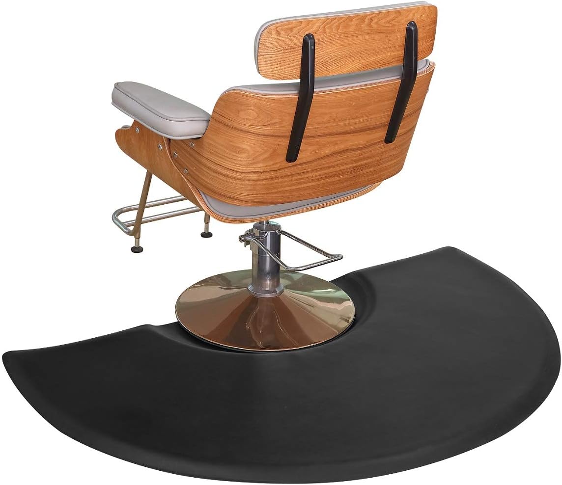 Kaleurrier Barber Chair Anti-Fatigue Floor Mat 5 ft. x 3 ft. with Semi-Circle Cut-Out for Barber Station Salon Shop,Slip Resistant, Waterproof,1 Inches Thick Saloon Foam Pad,Black: Kitchen & Dining