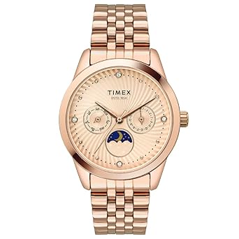 Moon Phase Multifunction Analog Rose Gold Dial Women's Watch-TWEL13105