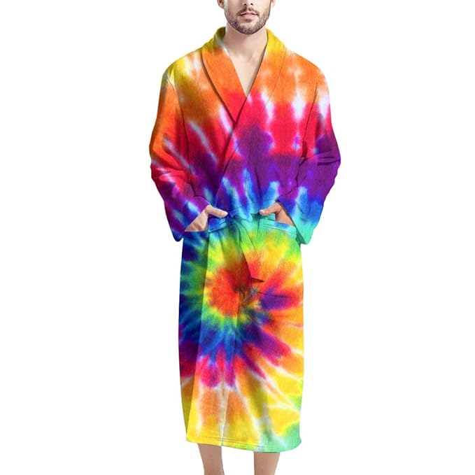 Buy CLOHOMIN Colorful Tie Dye Men Fleece Robes, Print Soft Plush Long