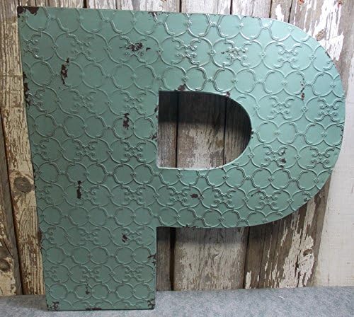 Fun 20" x 20" x 2" All Metal 3-D Industrial BLUE Metal Wall LETTER " P " Wall Art Decor