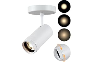 Opulux 9W LED Zoomable Ceiling Spotlight, Dimmable, Adjustable Beam Angle 10-55°, Swivel, CRI 97, Matte White Aluminum, Wired