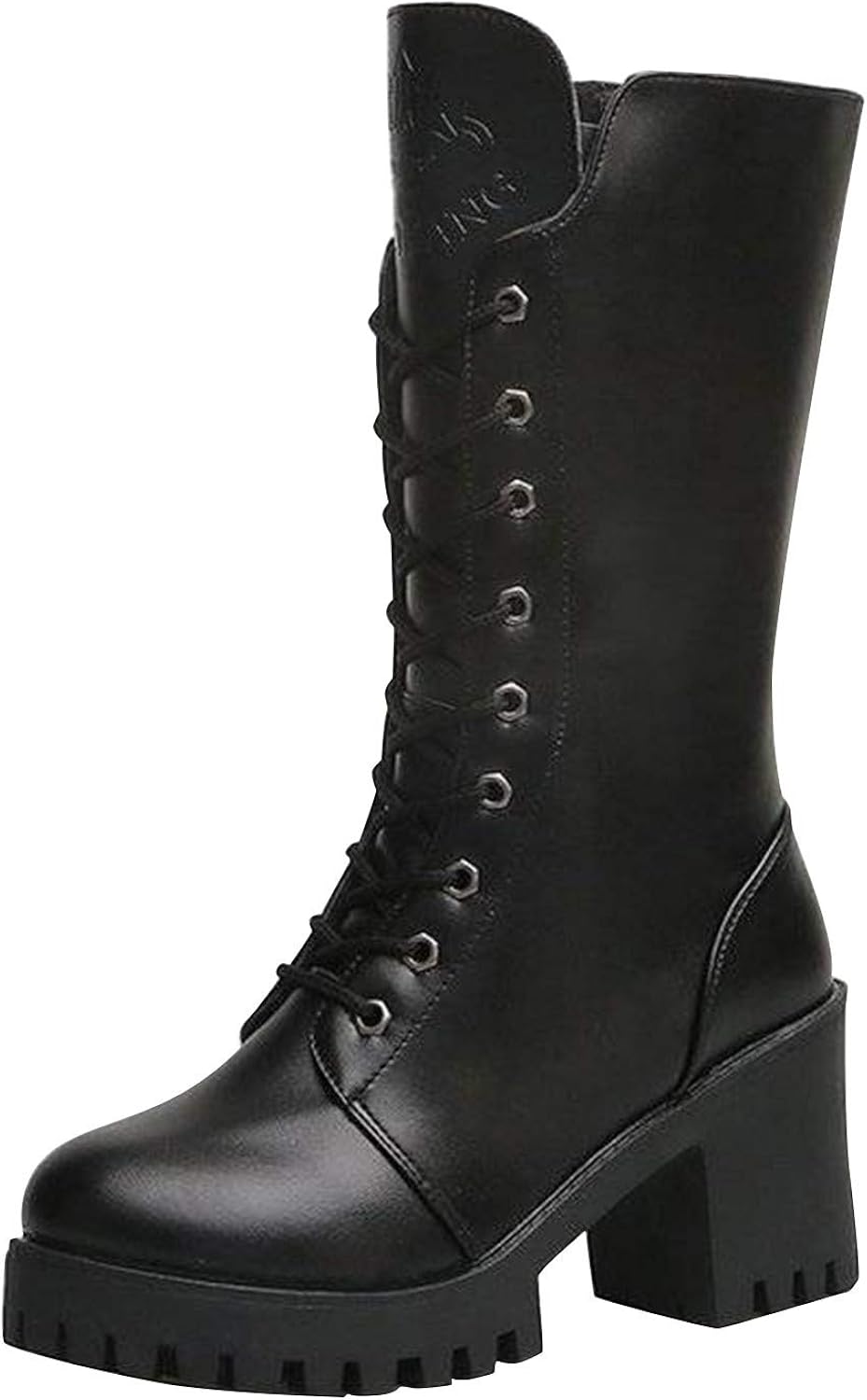 Stivali A Punta Con Tacco Basso Stivali da Donna in Pelle Antiscivolo Slip-on Punta Tonda Scarpe con